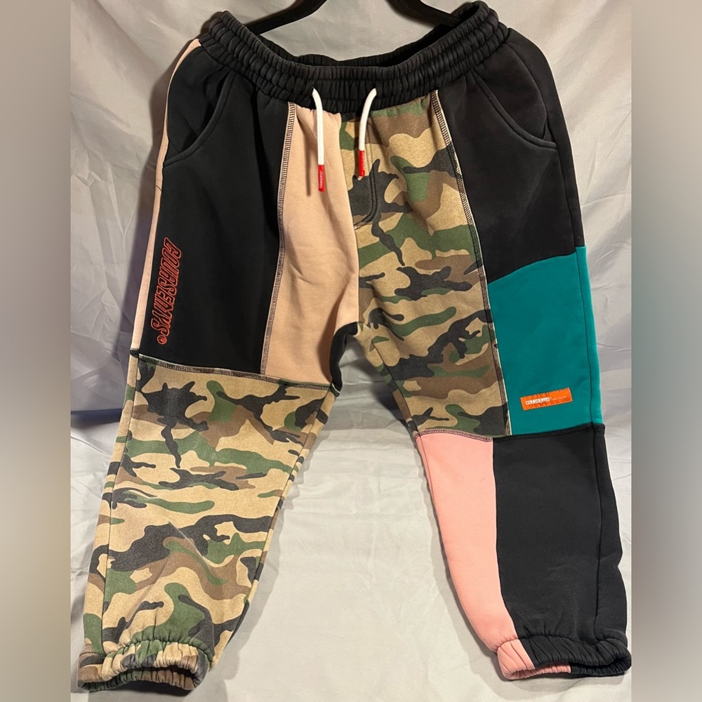 Coursemys Patchwork Sweatpants in Black and Camo